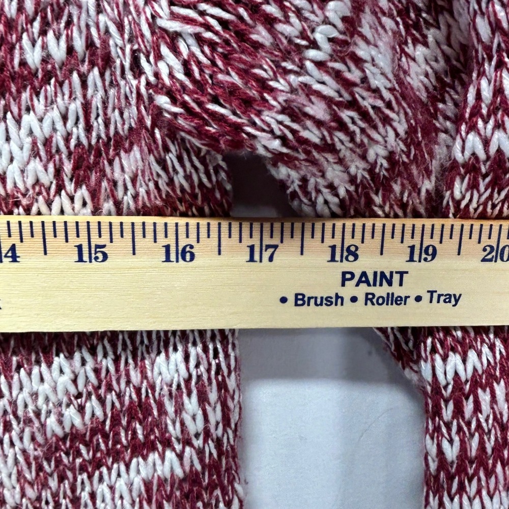 Womens Marled Burgundy White Cowl Neck Tunic Sweater Drawstring - Picture 7 of 9